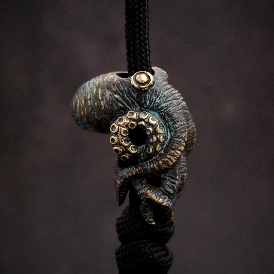 Paracord Survival Bracelet - Octopus Brass Knife Beads Outdoor EDC