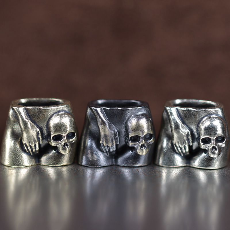 Paracord Survival Bracelet - Hand Skull Head Brass Knife Beads