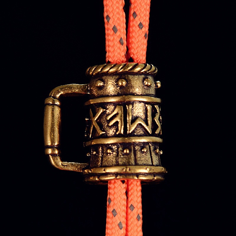 Paracord Survival Bracelet - Viking Wine Glass Brass Knife Bead