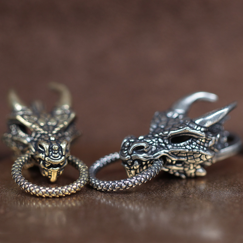 Paracord Survival Bracelet - Dragon Head Brass Buckle EDC Outdoor