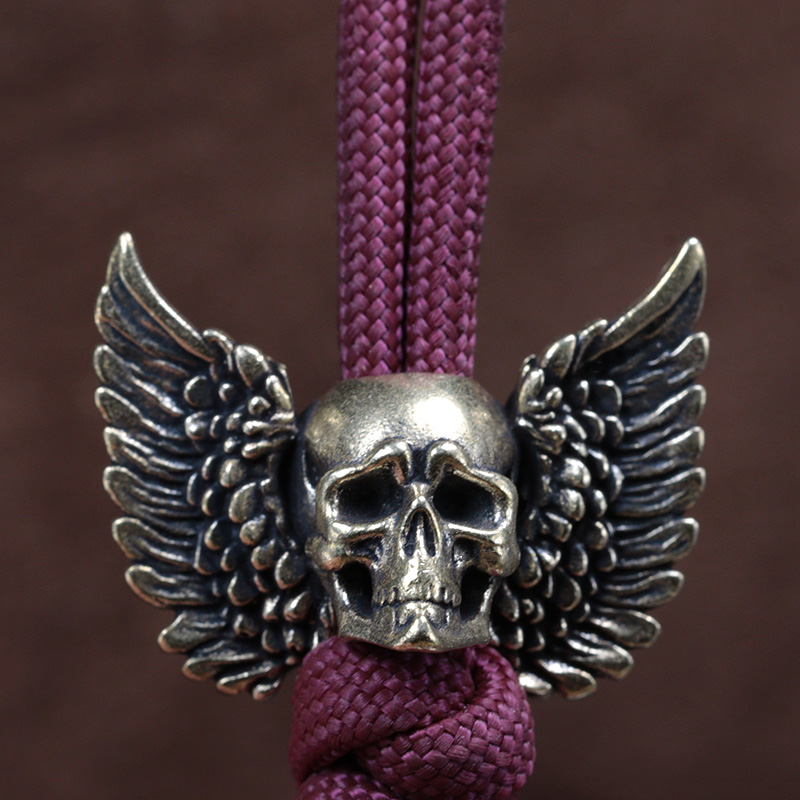 Winged Skull Brass Knife Beads - Paracord Survival Bracelet review and price