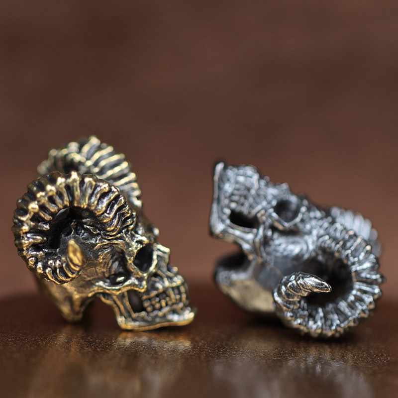 Goat Horn Skull Head Brass Kni - Paracord Survival Bracelet review and price