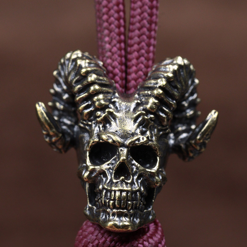 Goat Horn Skull Head Brass Kni - Paracord Survival Bracelet review and price