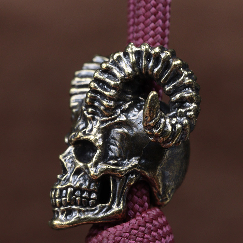 Goat Horn Skull Head Brass Kni - Paracord Survival Bracelet review and price