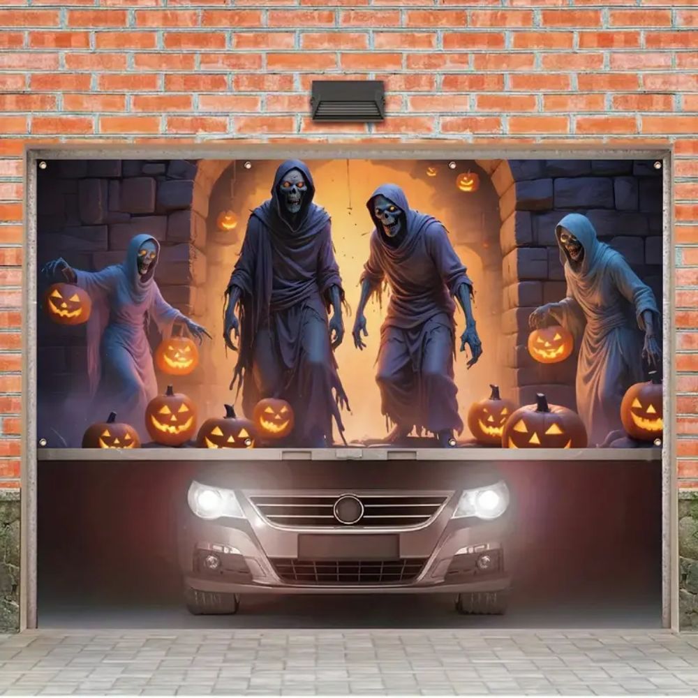 VIKAMA Halloween Garage Banner - Hunting Outdoor Background review and price